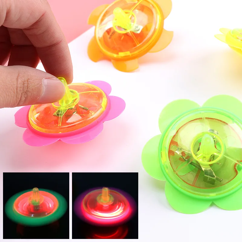 Mini Luminous Flashing Gyroscope Spinning Top Children Kids Hand Turn Rotating Gyro Toys with Cool Colored Light Effect Toys