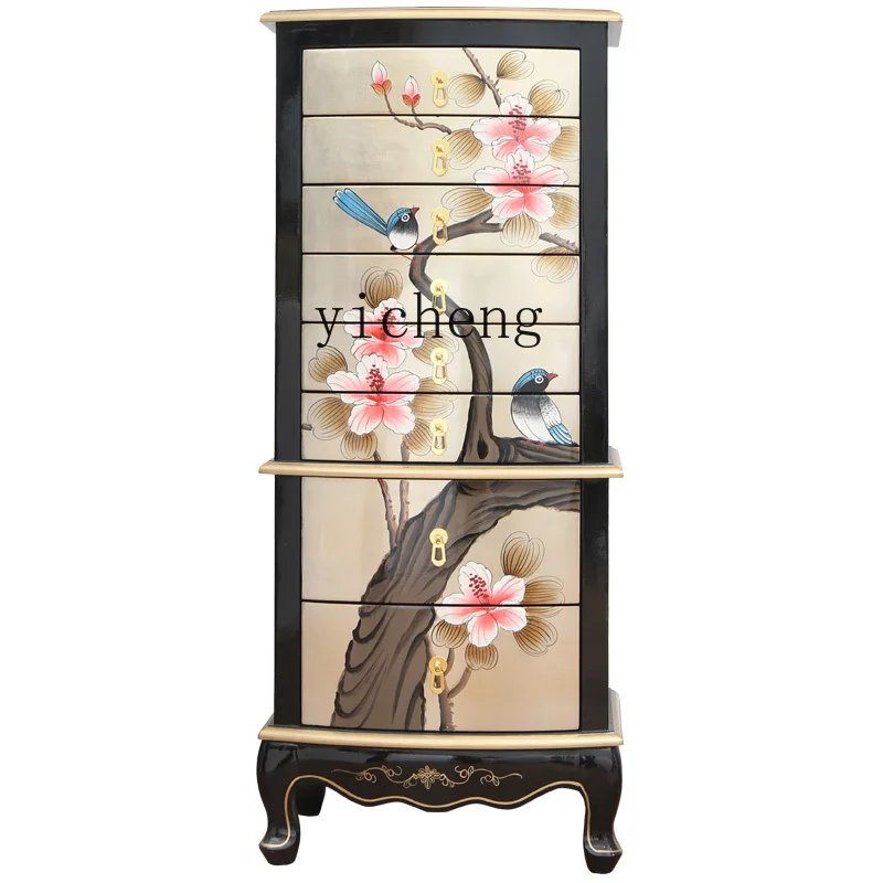 

Zk New Chinese Style Solid Wood Painted Large Capacity Eight Spares Cabinet Living Room Sofa Side Cabinet