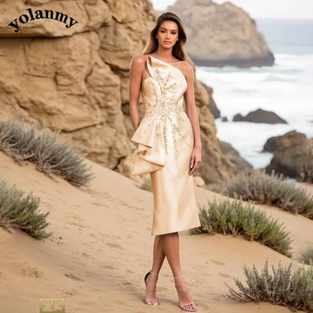 YOLANMY Glamorous Colonna Madre della Sposa Abito Liste Cerimonia Sposo Madre Abito Abiti De Noche Femme Personalizzato