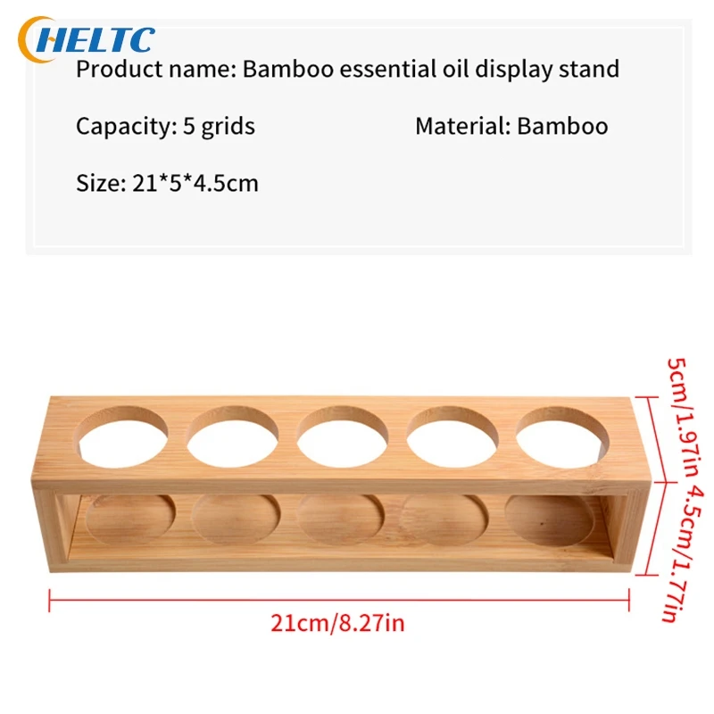 1PC 5/6Hole Essential Oil Bamboo Display Stand 5 Hole Essential Oil Storage Rack Smooth For Essential Oils Perfume Bottle Holder 6
