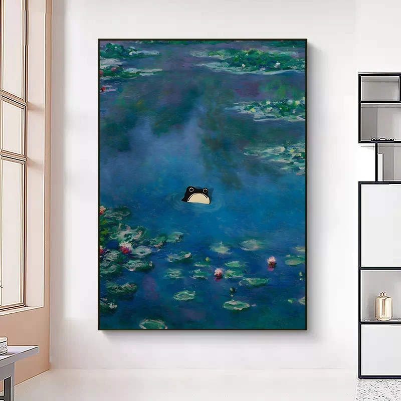 Vintage Matsumoto Hoji Grumpy Frog Monet Waterlily Poster Canvas ...