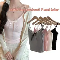Chaud élégant dentelle Sexy gilet été décontracté sans manches t-shirts fille mince Camisole INS Y2k Streetwear dos nu gilet avec rembourré 2