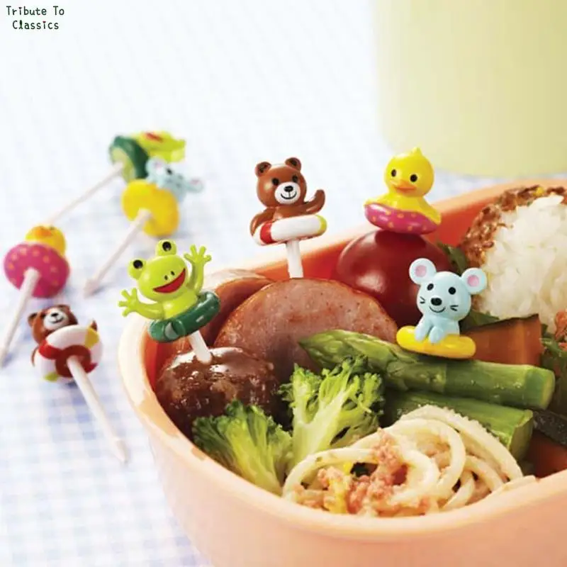 Fruit Fork Animal Farm Dinosaur Fruit Fork Mini Cartoon Children Snack Cake Dessert Food Fruit Pick Toothpick Bento Lunches Party Decor