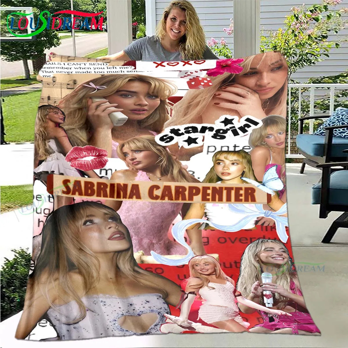 Pop Female Singer S-Sabrina Carpenter Four Seasons Blanket Sofa Cover Travel Bed Plush Blanket Travel Office Break Blanket Gift 6