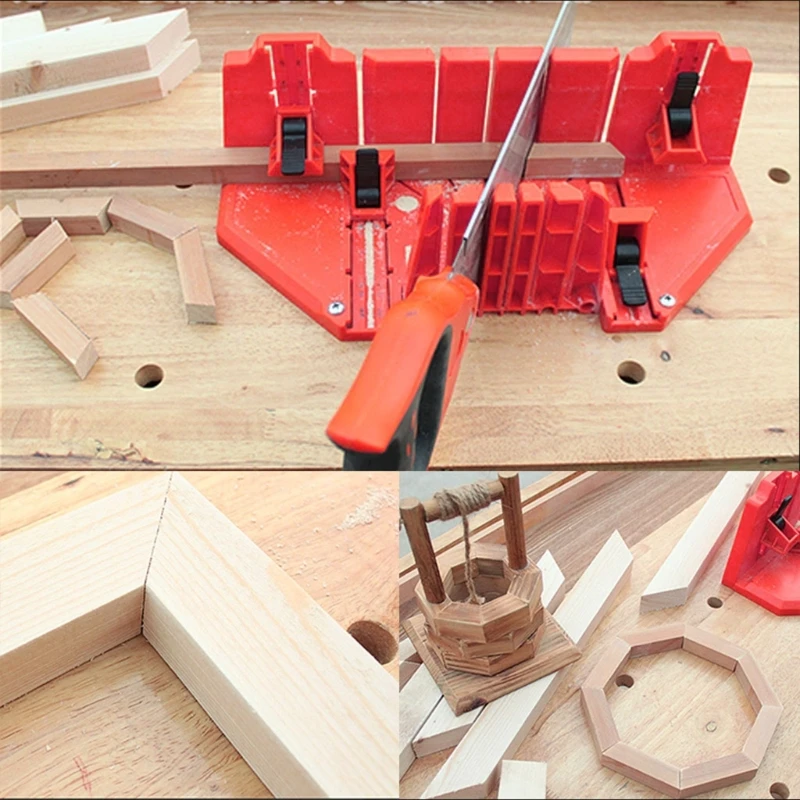 12/14" Adjustable Wood Miter Box Cutting Grip Back 0/22.5/45/90 Degrees Oblique Strip Woodworking Tool