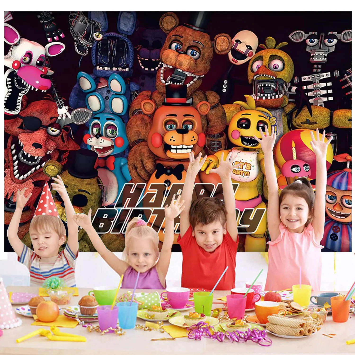 Five Night At Freddy Birthday Backdrop Party Banner Room Wall Decoration  Photo Props Baby Shower Fnaf Backdrops Kids Girls Gift - AliExpress