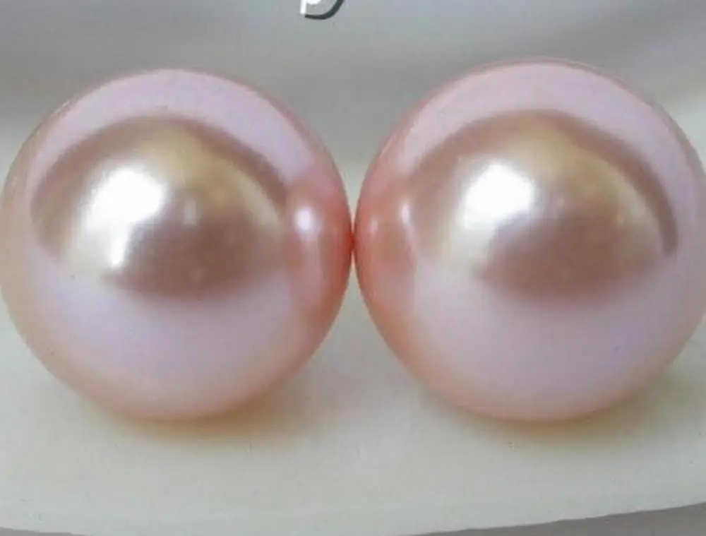 

Hot selling peach pink sea shell pearls earrings 12mm jewelry