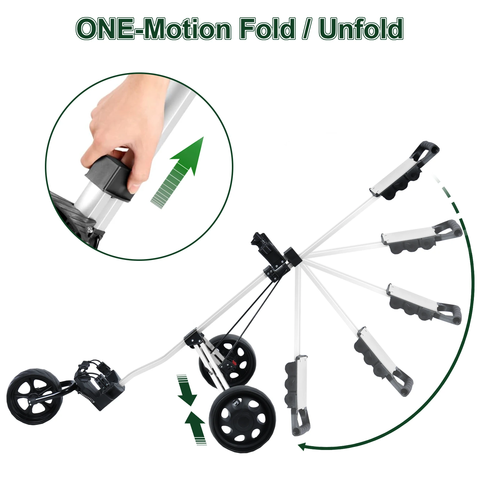 3 Wheel Golf Push Cart, Foldable Walking Golf Cart with Foot Brake Mechanism, Tee Holder, Scorecard Board, Scorer and Ball