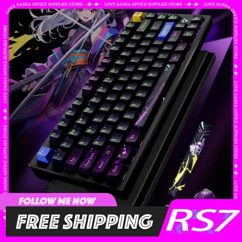 

Vgn Atk Rs7pro Magnetic Axis Keyboard 75% Aluminium Alloy Wired Keyboard Custom Hot Swap Gasket Game Keyboard For Win/Mac