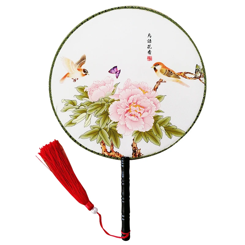 

Chinese Style Handmade Bamboo handheld Fans Custom Silk Handfan