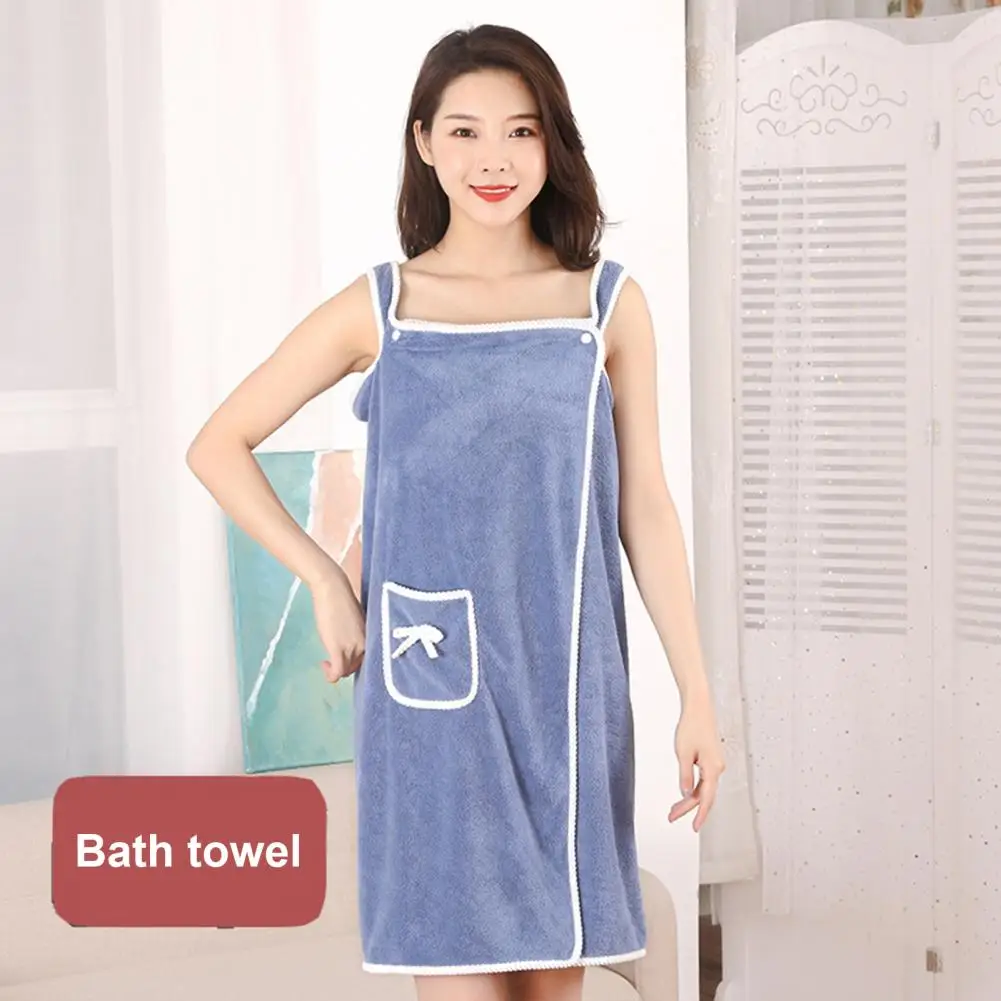 Cute Bathrobe with Pockets Soft Spa Bathrobe Soft Coral Fleece Bath Towel Wrap with Adjustable Button Closure Unisex for Shower