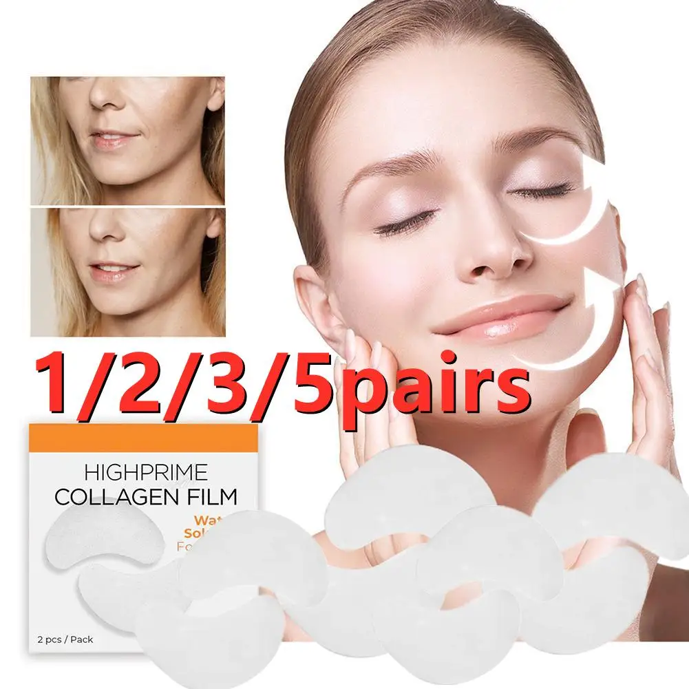 1/2/3/5 Pairs Highprime Collagen Soluble Film Collagen Film Fade Dark Circle Fine Lines Firming Eye Mask Moisturizing Eye Mask pdto highprime collagen растворимая пленка fade fine lines антивозрастная увлажняющая маска