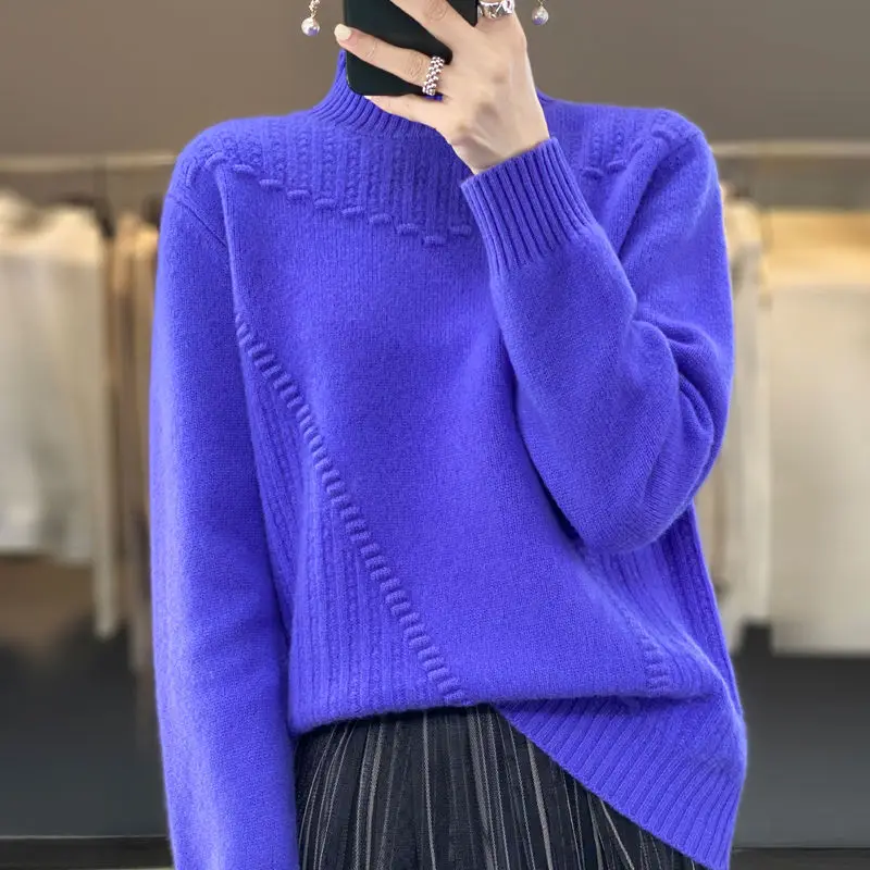 

Autumn Winter Elegant Fashion Harajuku Slim Fit Tops Women Loose Casual All Match Knitwear Insert Long Sleeve Solid Sweaters