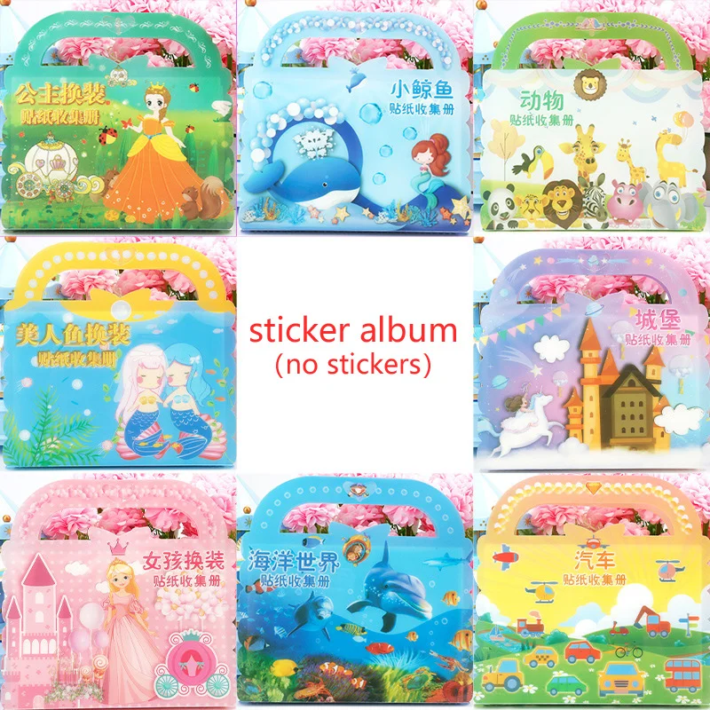 8 Styles Portable Cartoon Stickers Collection Album for Kids Boys Girls ...