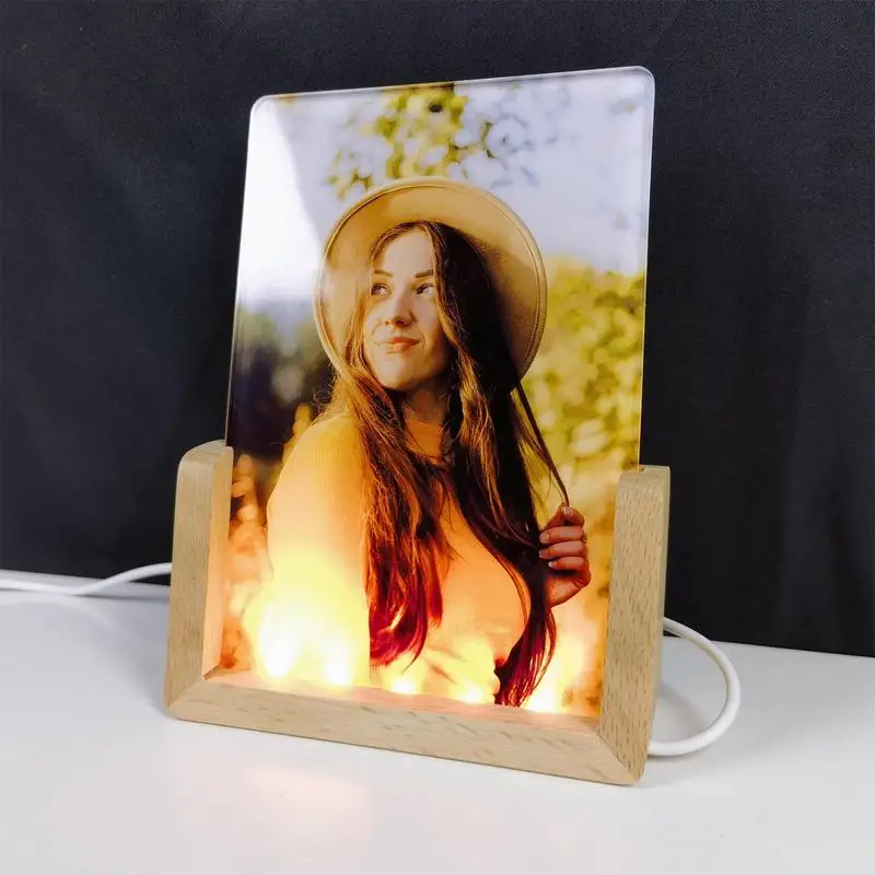 Sublimation Acrylic Blank Photo Frame 3D Night LED Light Lamp Base Heat Transfer