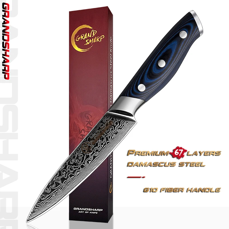 

5 Inch Utility Knife 67 Layers Japanese Damascus Stainless Steel AUS-10 Cooking Tool Kitchen Damascus Chef Knife Gift GRANDSHARP
