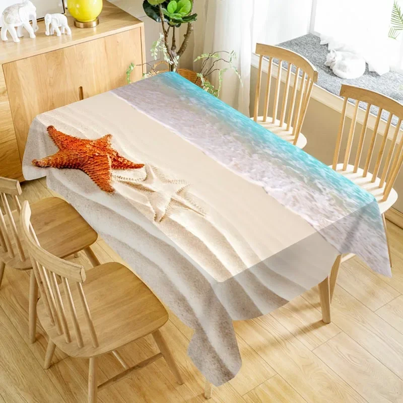 

Морская звезда и ракушки скатерти для стола «Оксфорд» с принтом водонепроницаемые маслостойкие домашние прямоугольные вечерние скатерти 100х14 0 см/140х250см