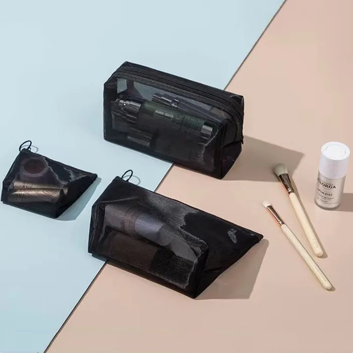 

3 шт. перспективная сетка косметическая сумка для хранения черная Дорожная портативная парфюмерная красота Органайзер чехол Женская губная помада косметичка
