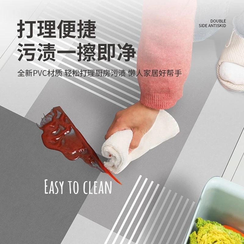 Waterproof and Oil Proof Kitchen Floor Mat Imitation Leather Carpet Anti Slip Dining Room Decoration Customizable Floor Mats 3