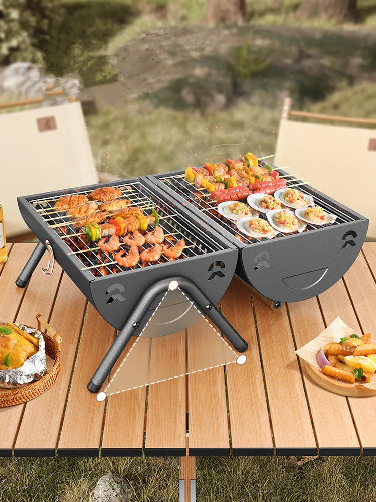 Mini BBQ Grill Stick Proof mini indoor grill Smokeless BBQ Grill Camp Stove  Portable Tabletop Barbecue Grill Multi Function Barbecue Grills for