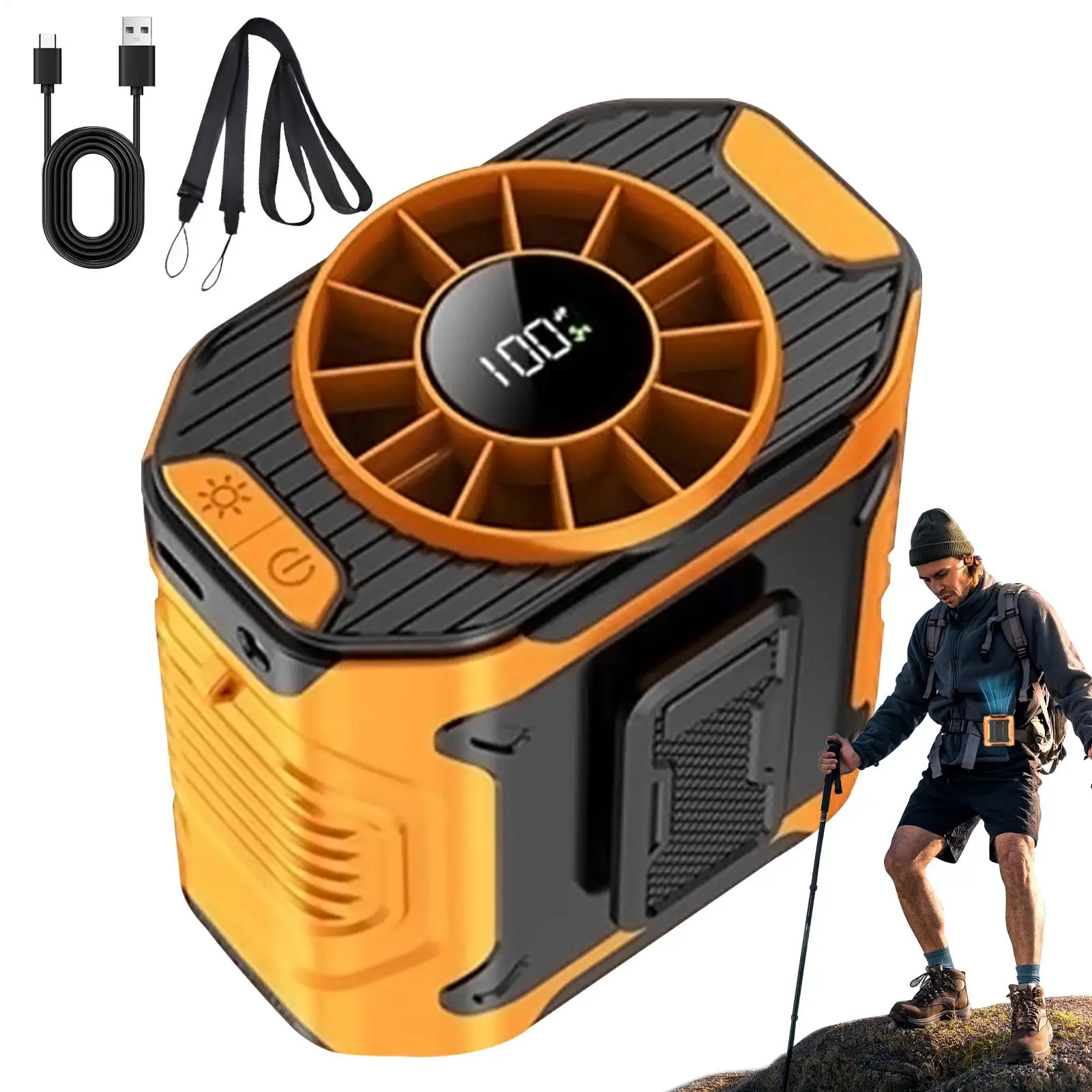 Portable Waist Fan 5000mAh USB Rechargeable Hanging Neck Fan Personal Wearable Belt Clip Fans For Outdoor Camping