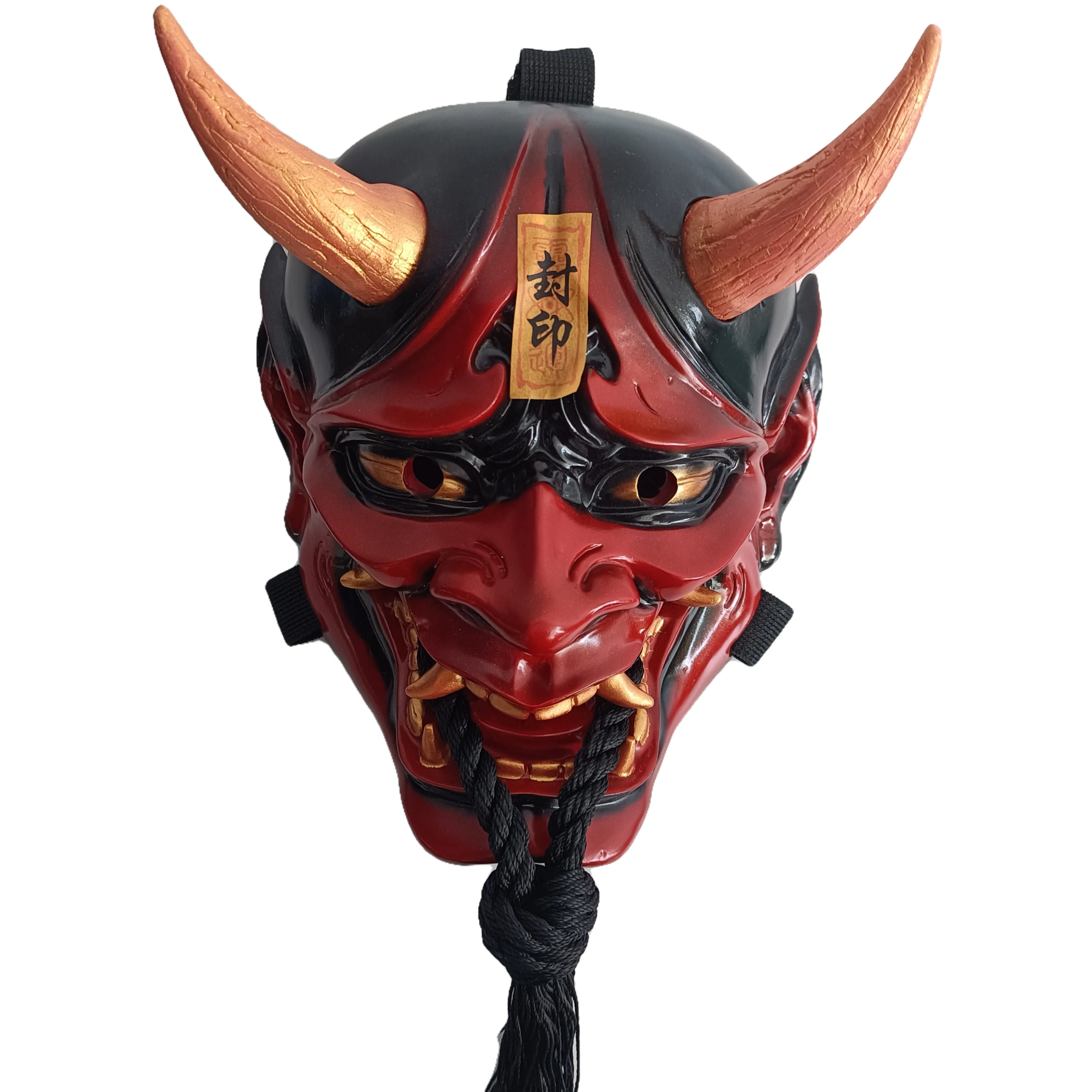 Masque Demi-visage Démon Prajna Japonais - Résine, Taille Unique, Pour Cosplay, Halloween, Fêtes Déguisées - 10