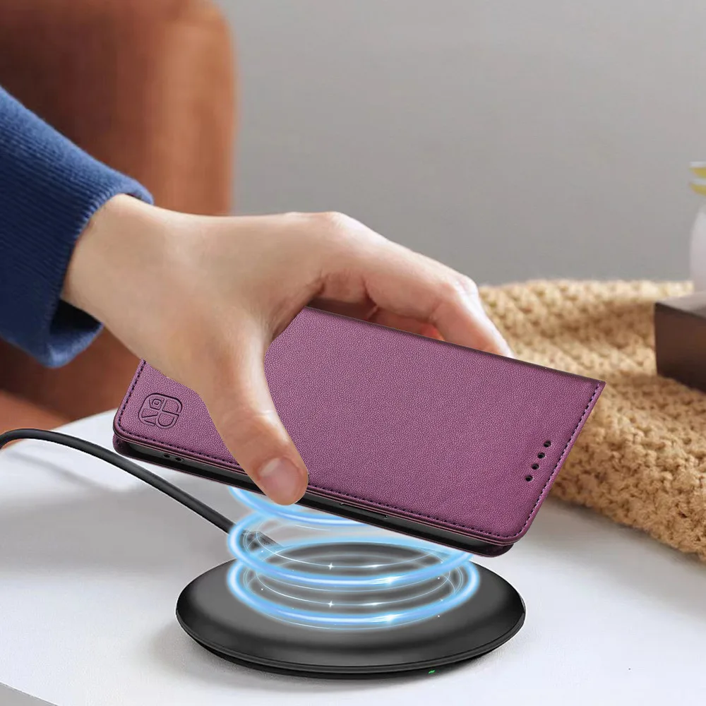 Premium Magnetic Leather Wallet Flip Case with RFID Protection