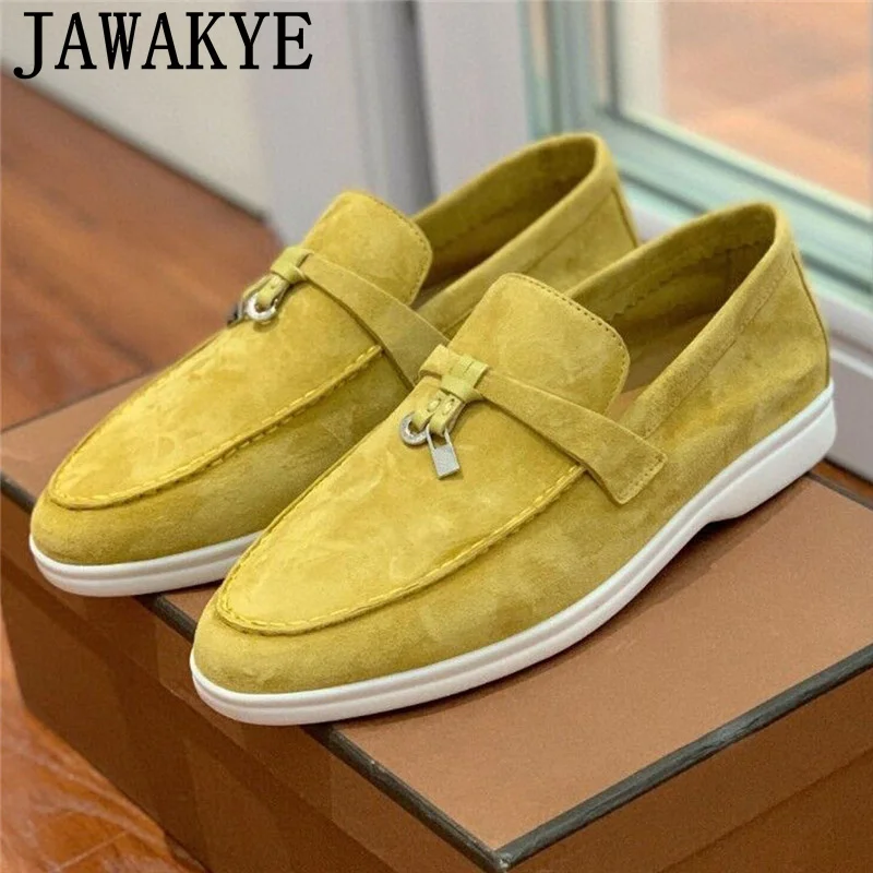 

Kid Suede Flat Shoes Women Spring 2022 Round Toe Metal Lock Woman Flats Casual Loafers Female Lazy Shoes Femme Zapatillas Mujer