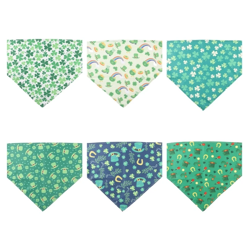 

StPatricks Costume Neck Scarf Pet Bandanna Dog Floral Printed Bandanas Bib