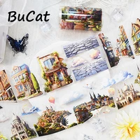 2m/Roll European Style Architecture PET Transparent Tape Decorative Adhesive Stickers for Scrapbooking Journal Card Making 1