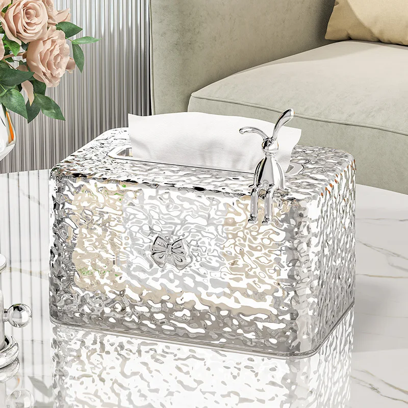 Water Ripple Tissue Box Living Room Desktop Transparent Glacier Pattern Tissue Box Home Coffee Table Napkin Plastic Storage Box 3