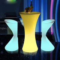 110CM LED Illuminated Round Cocktail Table Waterproof Bar Tables Plastic Coffee Table Commercial Furniture Supply 5