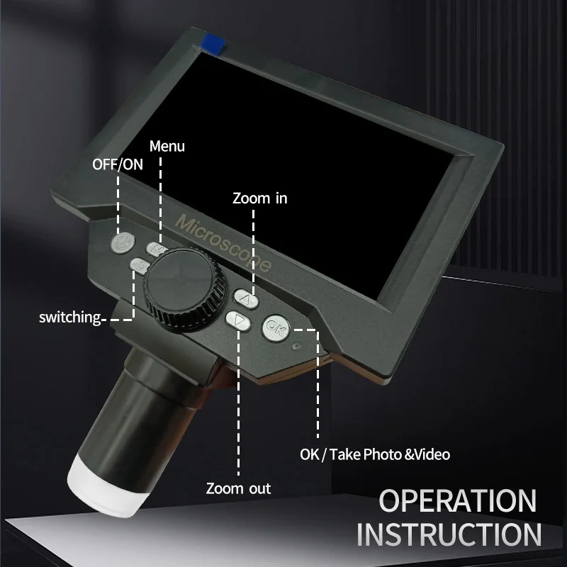 5.5" LCD Digital Microscope 1000X USB Digital Microscope with Adjustable LED for Error Coins PCB Compatible with MacOS Windows digital microscope