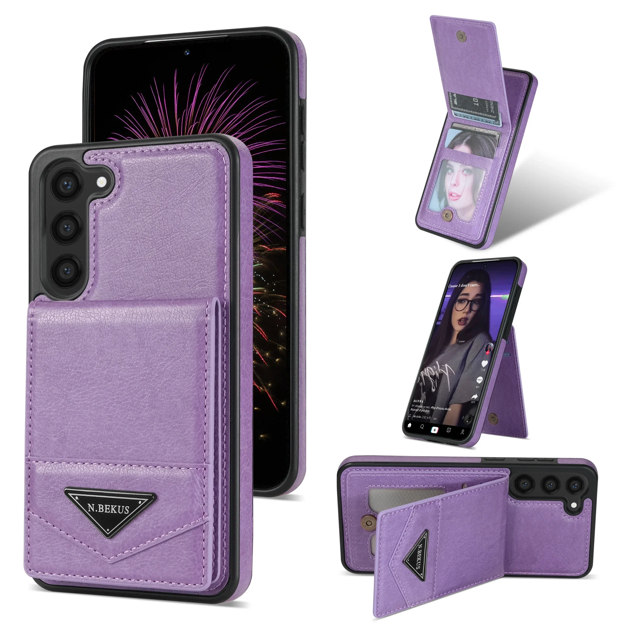Vertical Leather Card Slot Wallet Stand Cover