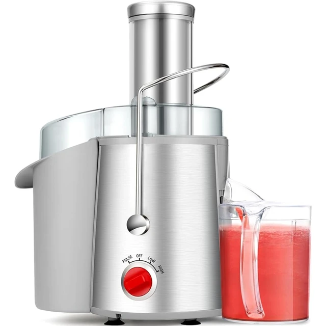 Juicer Machines Vegetable and Fruit, 3'' Wide Mouth Juice Extractor, Easy  to Clean, No-Drip & No-Slip Design, Sliver 