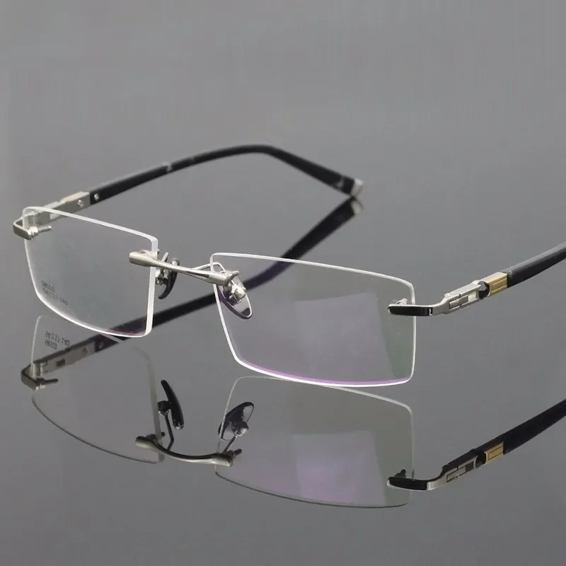 Chashma Unisex Rimless Square Titanium Eyeglasses 58103 Image 3