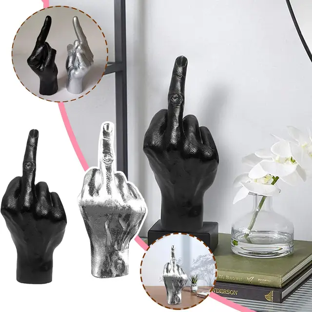 Modern Északi Stílusú Középső Ujjszobor Gyanta Otthon Cserepes Dekoráció Virág Szobrot Kerti Kézműves Növény E5V6 - Image 2