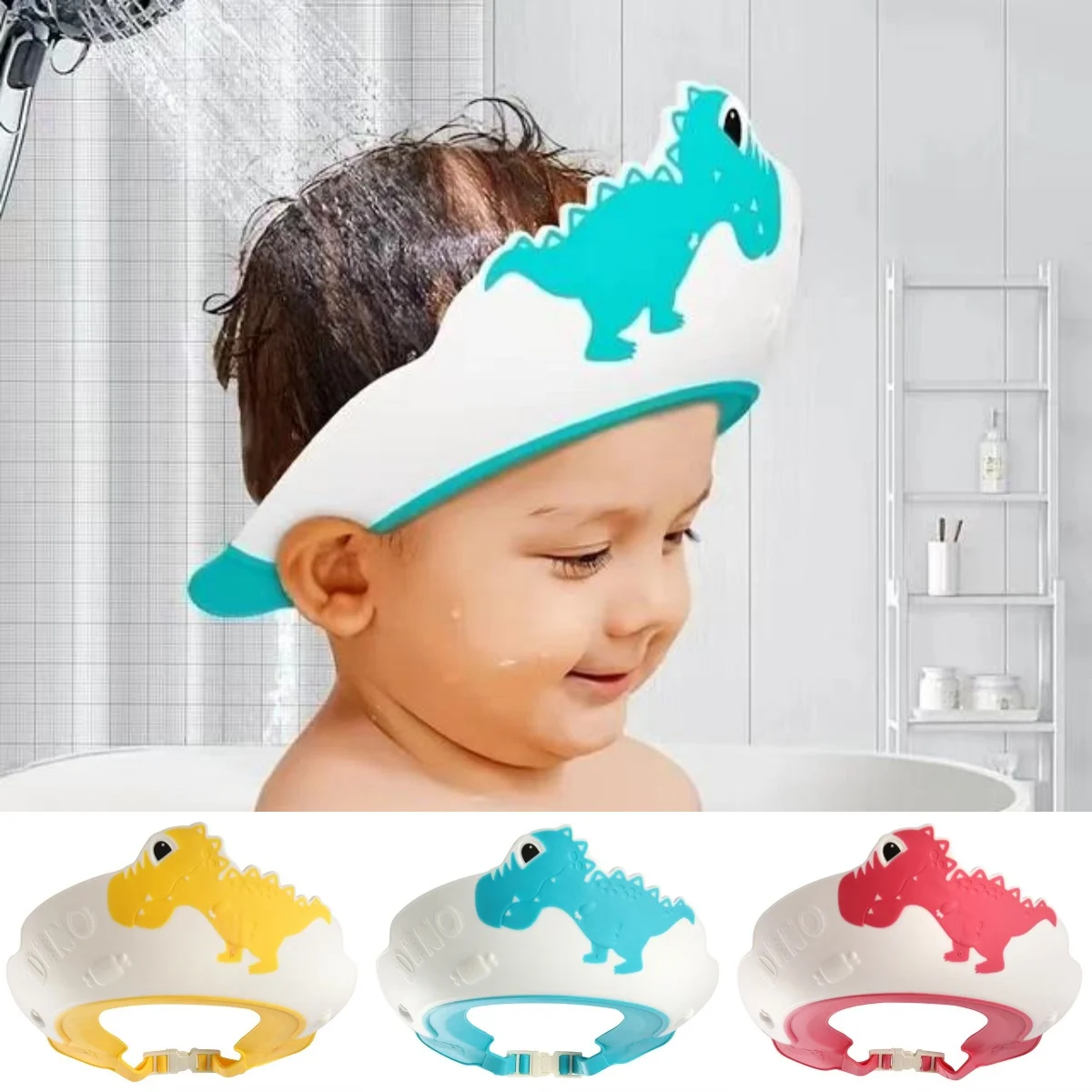 Adjustable Size Children Shampoo Cap Crown Baby Shower Cap Cartoon Bath Visor Infant Hair Shield Ear Protection Waterproof