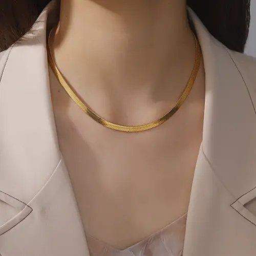 Skyrim Stainless Steel Snake Chain Necklace for Women Men Gold Color Herringbone Choker Neck Chains 2026 Trend Jewelry Gift Hot - Image 3