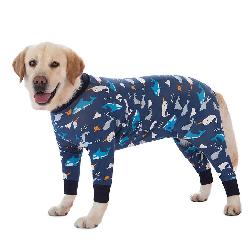 thumbnail image 1 of Pijamas de algodón con estampado de dibujos animados para perros, bonitos pijamas para perros, ropa para perros grandes, monos para perros grandes, 1 of 5