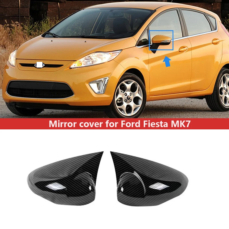 

Glossy black door Side Mirror Cover For Ford Fiesta 2009 2010 2011 2012 2013 2014 2015 2016 Rear View Mirror Shell Housing Wing