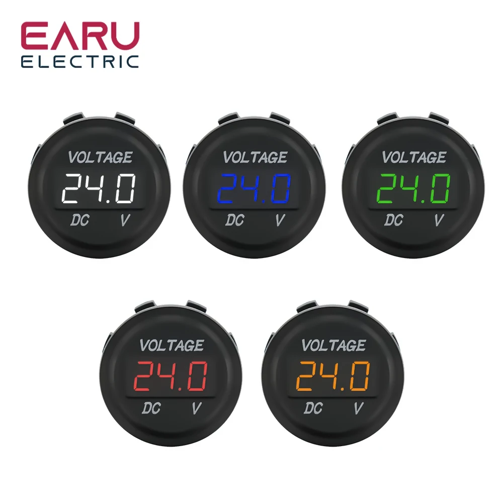 EARU DC 5-48V Waterproof Voltmeter LED Digital Display Voltage Meter for Car Motorcycle battery LED Panel Volt Monitor 12V