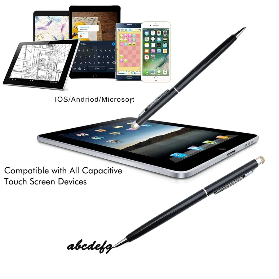 100Pcs 2 In 1 미니 금속 용량 성 터치 스크린 마이크로 화이버 스타일러스 (볼펜 포함) iPad iPhone 무료 맞춤형 로고
