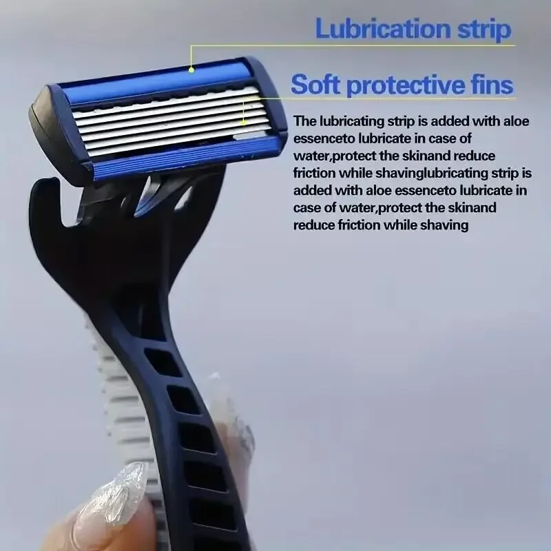 Men’s manual razor safety razor 6-layer stainless steel hair removal knife, replaceable razor head, razor tools. BEST SELLERS