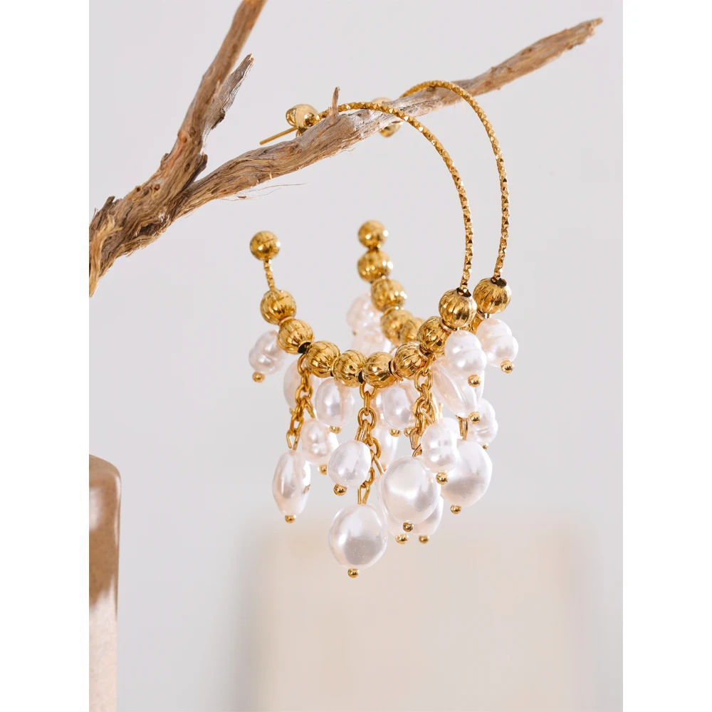 Yhpup Earrings Baroque Simulated Pearls Drop Women