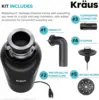 Continuous Feed Garbage Disposal with 3/4 Ultra-Quiet Motor for Kitchen Sinks with Power Cord and Flange Inc 3
