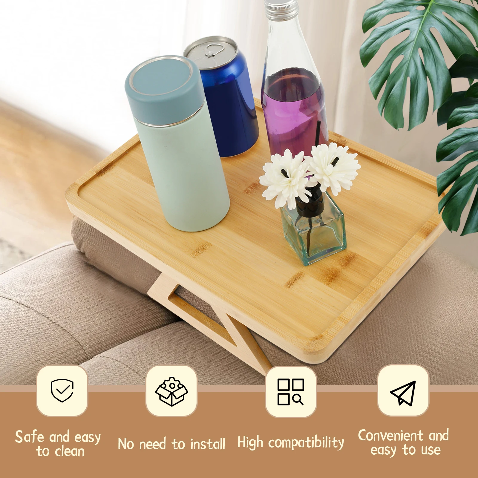 Sofa Armlehnen Tablett MARUKO - 3-in-1 Mit Magnetischem Tablett & Tassenhalter