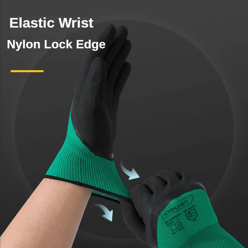 Gardening Gloves 1 Pair Wear-resistant Work Gloves Gardening Digging Planting Garden Gloves Latex Coated Polyester Glove Labor Protection