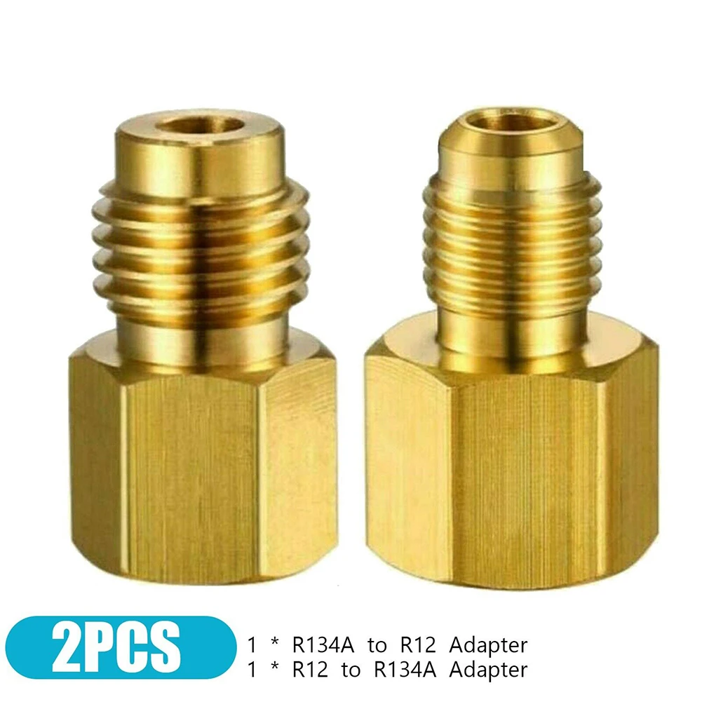Parts Adapter 1/4 Female Flare 2Pcs/Set Accessories Brass Fitting Fittings Gold R134a To R12 1/2 Acme Male Valve brake adapter