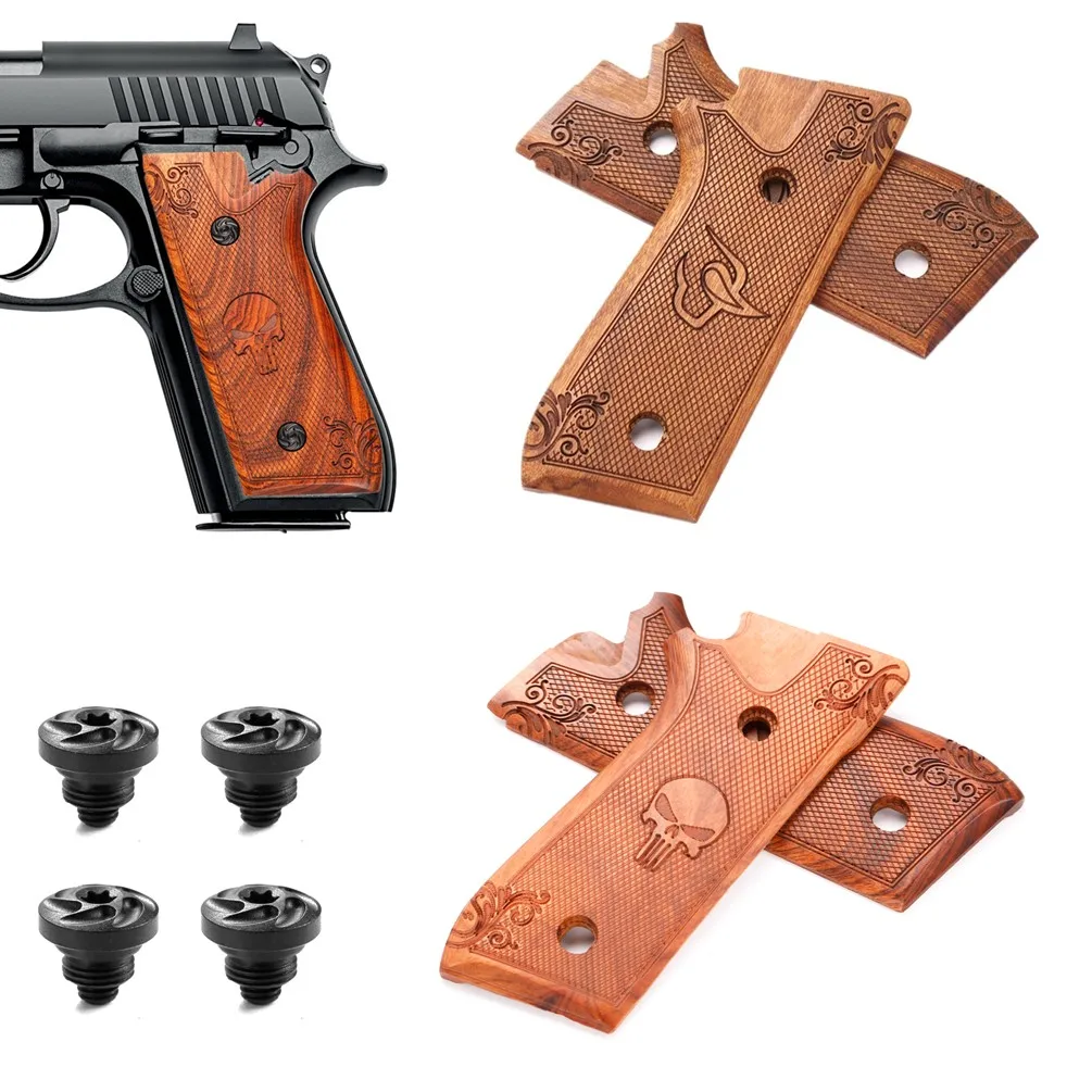 

Wooden Handle Grip Wood Splint Screws Kit For Taurus PT58 PT917C Skull Punisher Clip Holster accessories